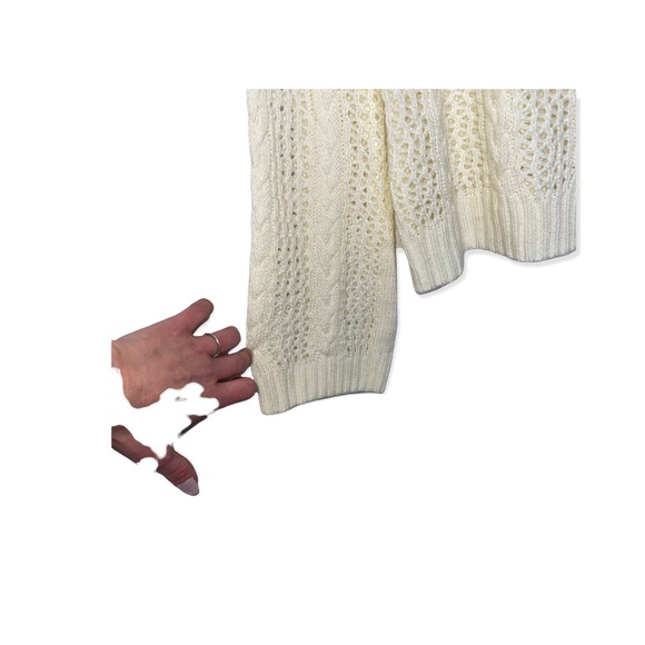 MARLED Cream Open Knit Turtleneck Sweater with Bell Sleeved L NWT - Picture 6 of 11